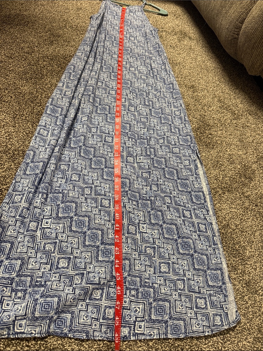 Faded Glory Blue Geometric Print Spaghetti-Strap Maxi Dress - Picture 6 of 7